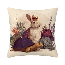 Easter Throw Pillow Cover Art Deco Bunny Print 18x18 Inch