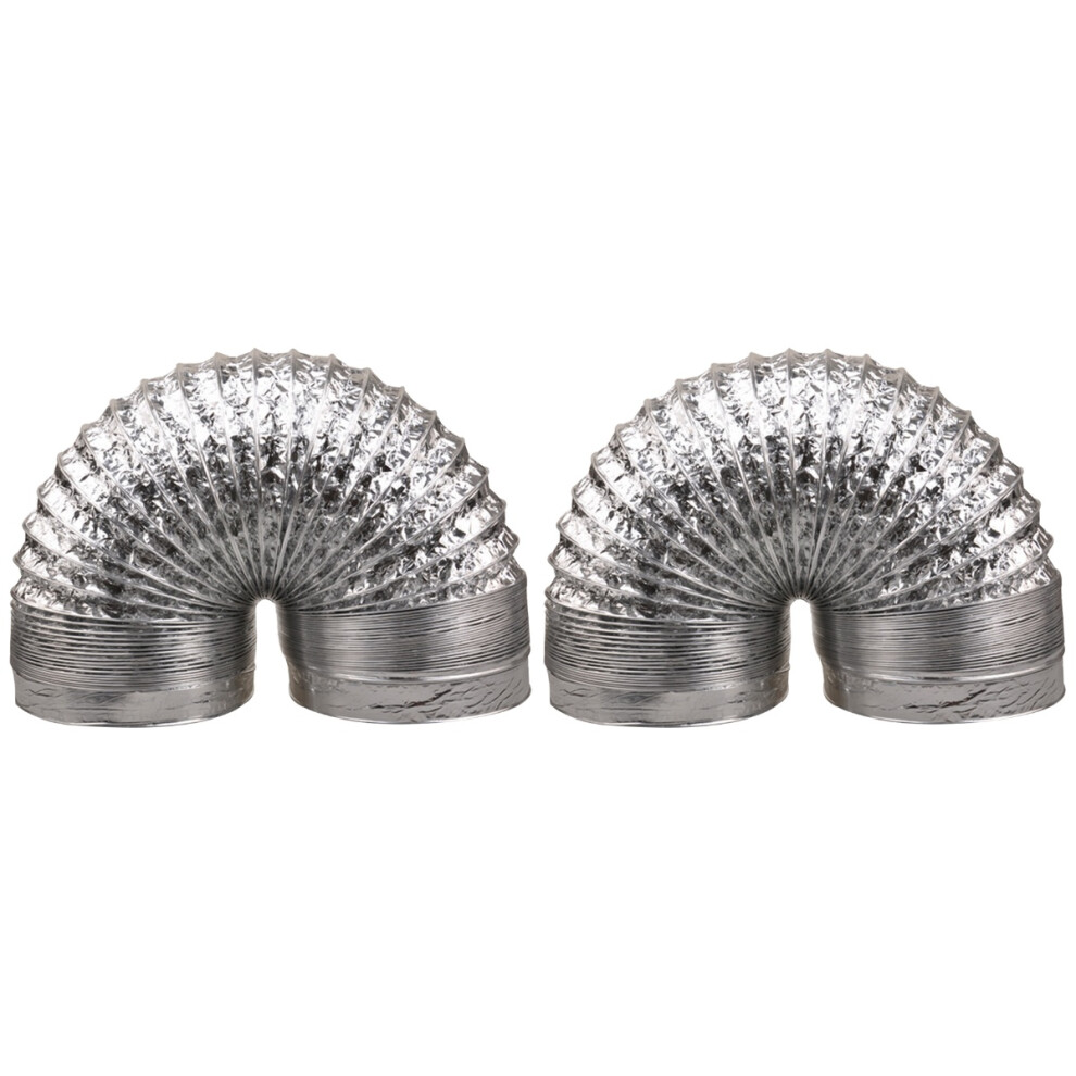 2Pcs Durable Silver Aluminum Dryer Vent Hose For Kitchen Bathroom Hvac 3712395301125
