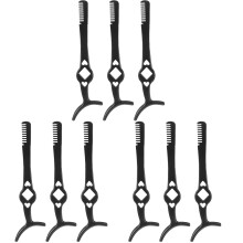 9Pcs Black Stainless Steel Lash Clamp Tweezers with Comb Eyelash Tool