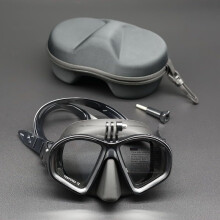 Pro Wet Low-Volume Freediving Mask – Anti-Leak, Tempered Glass, Camera Mount & J-Type Snorkel M1B1-Black, Compatible with GoPro