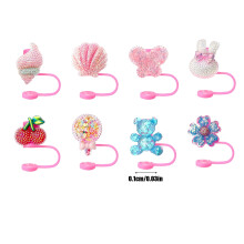 Silicone Rhinestone Bow Straw Topper, Dust-Proof Reusable Lid for 6–10mm Straws – Compatible with Most Straws