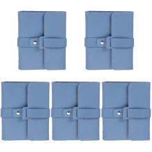 5Pcs Blue PU Jewelry Storage Organizer Portable Travel Bag