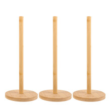 3Pcs Paper Towel Holder Stand Light Brown Bamboo Rustic Design for Kitchen