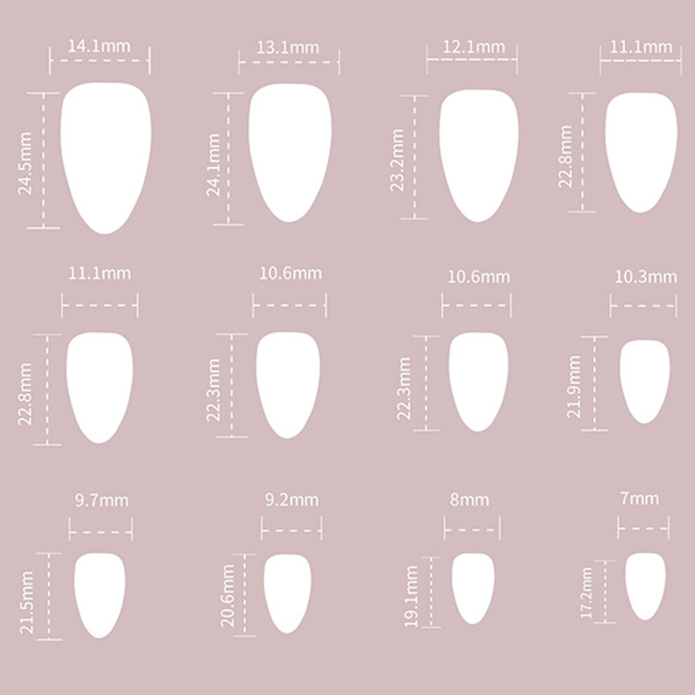 Dachuang Beauty Pink Leaf Print Almond Fake Nails - 50Pcs