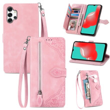 Compatible with Samsung Galaxy A32 5G Case – PU Leather Magnetic Flip Wallet with Lanyard, Zipper Card Holder & Wristlet