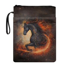Starry Fire Horse Book Cover Sleeve Pouch Book Covers for Zipper Reusable Polyester with Waterproof and Handle