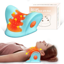 Heated Neck Pillow with Red Light Therapy for Pain Relief, Portable Neck Stretcher & Shoulder Relaxer – Compatible with USB power