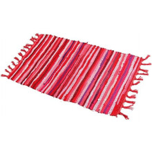 Machine Washable Cotton Reversible Rag Rug, Hand Woven Multi-Color Striped Area Rug for Bedroom, Living Room, Kitchen, Laundry (20"x31", Rose)