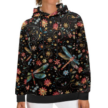 Dragonfly dameshoodie, pullover voor dames, plus size L, trui met zakken, lange mouwen, oversized, comfortabele damespullover.