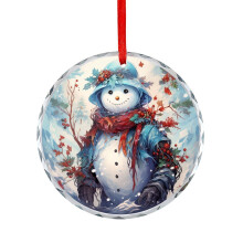 Snowman Crystal Glass Ornament Holiday Decor 1 Piece