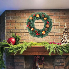 Guirlanda de Natal para Decoração Externa, Guirlanda de Natal de Rattan, Guirlanda Decorativa para Porta, Decoração para Hotel