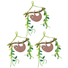 Eco Friendly Wooden Sloth Pendants Hanging Ornaments DIY Personalized Sloth Theme Party Decor With Ribbon Loops Suitable For Tropical Baby Showers