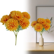Artificial Fall Chrysanthemums Orange Bouquet 12 Stems