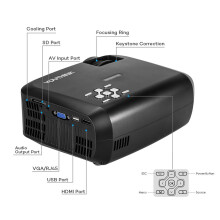 Full HD1080P LED Projector With Tripod, Portable LCD Unit Featuring30W Max Power Output, D-Type Design For Enhanced Connectivity And12KN Rated