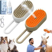 Chevaroo Horse Steam Brush, 3-in-1 Self-Cleaning Steam Pet Brush for Shedding, Compatible with Horses, Silicone Bristle & 360 Rotating (2pc)