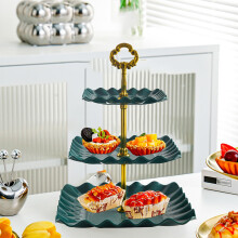 Plateau de service à 3 étages pour bonbons, fruits, amuse-gueules – Tour à desserts en plastique avec plateaux épais, compatible avec les
