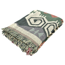 Cotton Woven Throw Blanket With Tassels Decorative Boho Blanket For Living Room Bedroom, Reversible Soft And Breathable Blanket For Picnic Camping