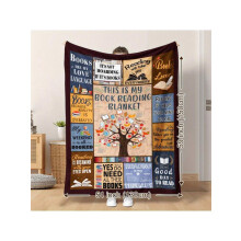 Plaid en flanelle style chalet pour les amoureux des livres – 100 % polyester, doux et chaud, tricoté géométriquement, idéal pour la maison, le