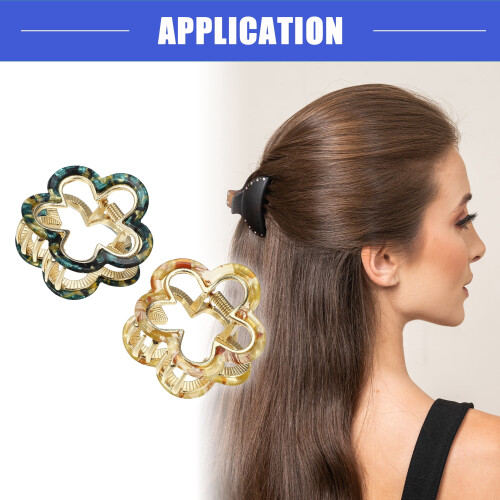 2 Fermagli per capelli a forma di fiore per donna – Acrilico, beige e 1