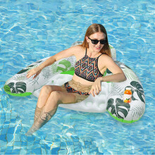 PVC Inflatable Pool Floating Bed Chair with Cup Holders, Ergonomic, 350lb Capacity, for Beach/Lake – Compatible with Summer Fun