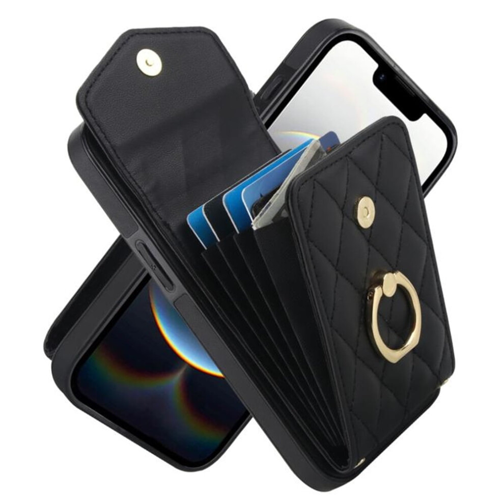 Premium Pu Leather Wallet Case For Iphone 16E Â Rfid Shielding, Adjustable Ring Holder, Detachable Crossbody & Wrist Strap, Black 9450273098937