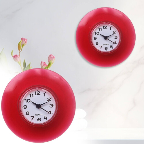 Waterproof Suction Cup Clock, Small Bathroom Shower Wall Clock, Mini Round Kitchen Refrigerator Clock Decor, White