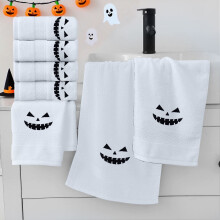 Halloween Series Embroidered Cotton Towels 3-Pack Soft Comfortable Household Bath Towels Absorbent Quick Dry Linens