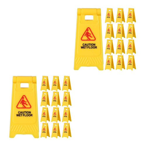 30Pcs Miniature Yellow Traffic Signs Plastic Driving Simulator Toy 1