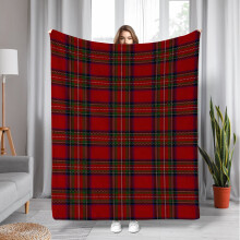 Coperta rustica a quadri in pile di flanella rosso-verde