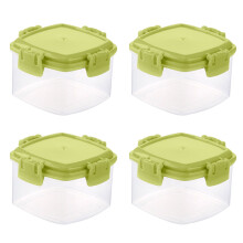 4Pcs Condiment Boxes Large Opening Stackable with Lid Dust-proof Translucent Spice Holding Sauce Squeeze Bottle Mini Seasoning Boxes for Kitchen