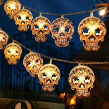 Halloween LED-slinger met doodskopmotief, 3 meter/20 LED's, werkt op batterijen, decoratie voor binnen en buiten – geschikt voor Halloweenfeesten &
