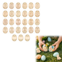 27PCS Easter Egg Fillers Unfinished Wood Easter Egg Rabbit Shape Craft Family Easter EggsHunting Activities Basket Stuffers Gifts