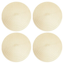 4 elegante ronde PVC-placemats - hittebestendig, gemakkelijk schoon te maken en stijlvol! Goudkleurig