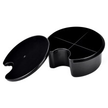 Organizador multifuncional para accesorios de pesca con asa, a prueba de derrames, 4 compartimentos, diseño semicircular, contenedor de