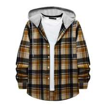 Mens Flannel Plaid Jacket Sherpa Fleece Lined Winter Warm Hoodies for Men Casual Loose Button Down Buffalo Plaid Hooded Coat Fashion 2022