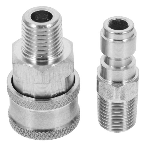 2Sets Stainless Steel Pressure Washer Quick Connect Couplers Silver 1