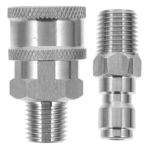 2Sets Stainless Steel Pressure Washer Quick Connect Couplers Silver 2