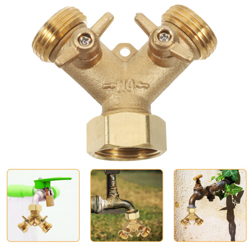 Προσαρμογέας διαχωριστή λάστιχου κήπου Solid Brass2Way, βαλβίδα Y, σύνδεσμος νερού με 1