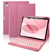 Husă cu tastatură iluminată în 7 culori pentru iPad a 10-a generație 2022 (10,9"), magnetică, wireless, detașabilă, subțire, ușoară, cu