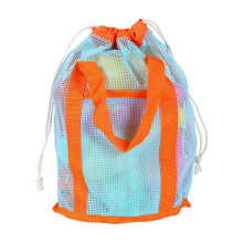 Mesh Beach Bag Drawstring Handbag Beach Toys Storage Bag Large Capacity Waterproof Swimming Pool Bag, Blue