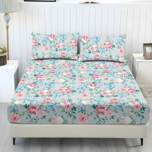 Σετ κλινοσκεπασμάτων 3 τεμαχίων από ανοιχτό μπλε, απαλό δροσερό πολυεστέρα,