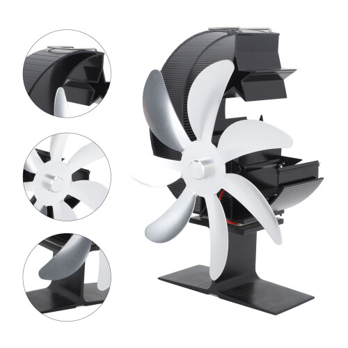Moon Model 7-Blade Heat Powered Stove Fan, Silver