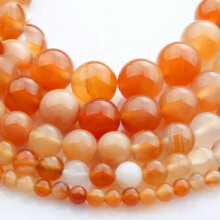 15-Zoll-Strang aus Naturstein-Rundperlen (4 mm, 6 mm, 8 mm, 10 mm, 12 mm) – Roter Chalcedon – 10 mm