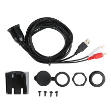 Flush Mount Aux Extension Kit with USB Port High Speed Data Transfer and Water Proof Cover for Car Boat Motorcycle