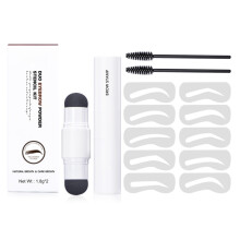 Eyebrow Stamp Tool Waterproof Smudge Proof Long Lasting Reusable Stencils With Dual Head Applicator Natural Brows Kit For All Skin Tones