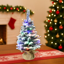 Pre-Lit Tabletop Christmas Tree with Warm Lights, Artificial Mini Xmas Tree for Indoor Home Party Desktop Window Walkway Holiday Decoration