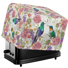 Hummingbird Flowers Print 4-Slice Toaster Dust Cover, Anti-Fingerprint, Stain-Resistant & Waterproof Microwave Oven Protector (12.4"x10.6"x8.2")