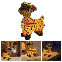 Hondenlamp van gebrandschilderd glas, nachtlampje met hondenmotief, dierenlampen, schattige 3D-tafellampen met huisdierenmotief, LED-tafellampen met