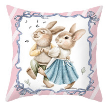 Easter Bunny Spring Pillow Cover Square 18x18 Inch