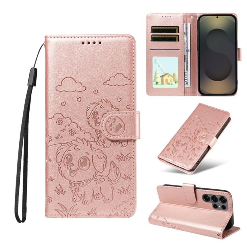Leather Flip Case For Samsung Galaxy S24 Ultra 5G: Rfid Wallet, Magnetic Clasp, Lanyard & Stand Pink 9087558512255